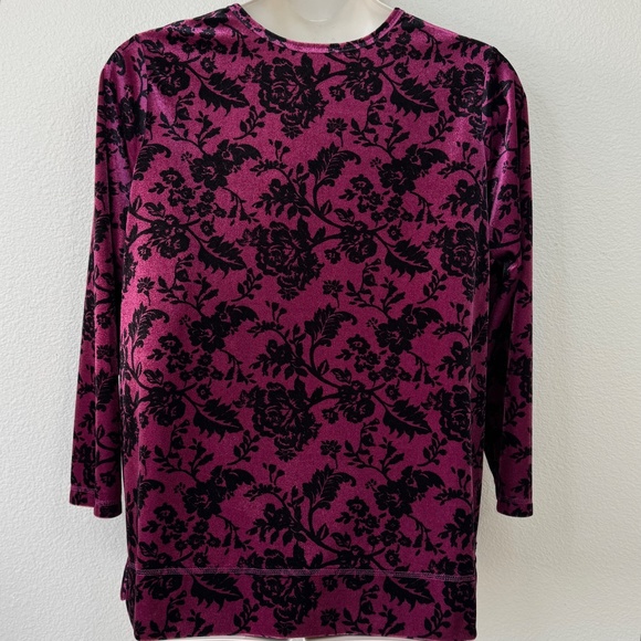 Woman Within Burgundy Velour Pullover Long Sleeves Top Plus Sz. 1X Pre-Owned - Picture 9 of 10